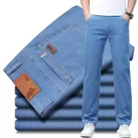 春季修身轻商务牛仔裤男薄款夏季小直筒薄款牛仔牛仔长裤男裤子潮