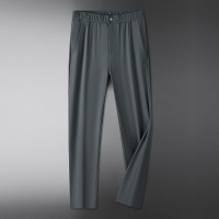 高端商务西裤松紧腰年夏季高弹力冰丝休闲裤中高腰中年品质西裤男