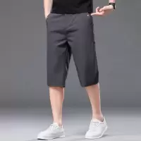 高街风男士七分裤夏季薄款宽松直筒休闲中裤冰丝速干运动短裤男