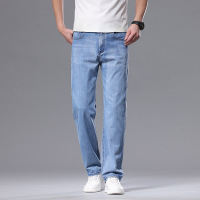 品质宽松直筒牛仔裤男潮牌年轻莱赛尔直筒牛仔裤天丝亚麻春夏男士
