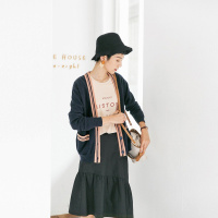 云上生活春装简约文艺英伦条纹开衫女式针织衫