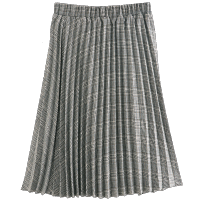 云上生活简约文艺格子中长款百褶裙半截裙