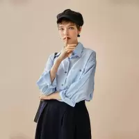 云上生活春秋装简约文艺韩版长袖气质百搭女式衬衫