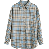 云上生活春秋款简约文艺格子百搭休闲长袖女式衬衫