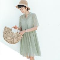 云上生活2020简约文艺小清新V领短款连衣裙