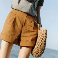 云上生活2020夏简约文艺纯棉短裤女休闲百搭热裤