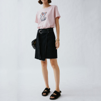 夏季品简约文艺中长款韩版腰带A字百搭半截裙