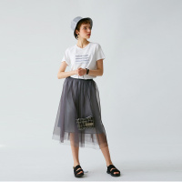 云上生活夏简约文艺中长款网纱百搭半截裙