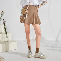 三彩2020春季新款高腰百褶裙半身裙A字裙修身小70