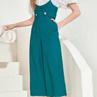 三彩2020夏季新款腰带阔腿裤背带裤休闲裤长裤