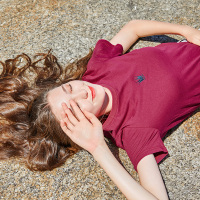 三彩2020夏季新款圆领皇冠绣花刺绣直筒套头T恤衫上衣