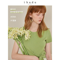 伊布都ibudu2020夏季新款圆领玻尿酸功能短款套头T恤衫