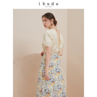 伊布都ibudu2020夏季新款圆领灯笼袖直筒衬衫上衣