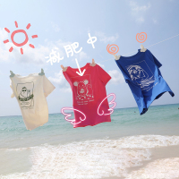 三彩2020夏季新款圆领文字人像印花减龄卡通直筒T恤衫
