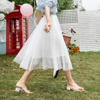 三彩2020夏季新款弹力松紧腰高腰网纱裙半身裙仙裙中