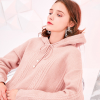 三彩冬季新款黑科技棉花绒扭花毛衫裙针织连衣裙