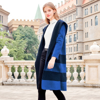 三彩冬季新款两面穿双面呢长款毛呢羊毛呢子大衣外套