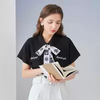 三彩2020夏季新款领带印花衬衫上衣