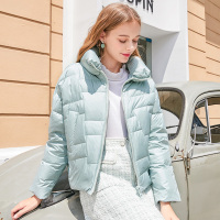 三彩冬季新款立领白鸭绒短款羽绒服面包服外套