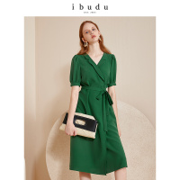 伊布都ibudu2020夏季新款腰带复古连衣裙中