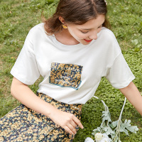 三彩2020夏季新款圆领印花T恤衫上衣