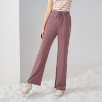 三彩2020夏季新款抽绳弹力松紧腰高腰运动风阔腿裤长裤