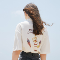三彩2020夏季新款圆领冰淇淋魔法学院印花POLO衫T恤衫