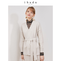 伊布都2020秋季新款重工毛衣腰带英伦风长袖针织衫开衫外套