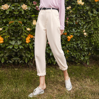 三彩2020秋季新款高腰气球裤萝卜裤复古牛仔长裤
