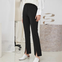 伊布都ibudu2020秋季新款松紧腰高腰弹力微喇裤修身九分裤