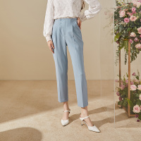 三彩2020秋季新款高腰西装裤显瘦直筒裤抗皱肉感长裤