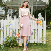 三彩2020秋季新款高腰简约A字裙中半身裙