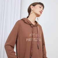 伊布都ibudu2020秋季新款抽绳直筒袋鼠兜长袖卫衣式连衣裙