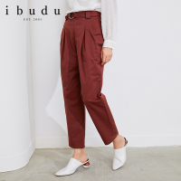 伊布都ibudu2020秋季新款高腰休闲裤翻边直筒裤长裤