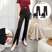 三彩2020秋季新款松紧腰高腰弹力小黑裤小脚裤修身长裤