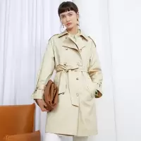 伊布都ibudu2020秋季新款大翻领纯棉腰带长款宽松长袖风衣外套女