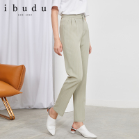 伊布都ibudu2020秋季新款高腰条纹直筒裤西装裤休闲长裤女