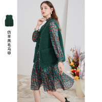 三彩2020冬季新款宽松保暖马甲毛毛外套无袖仿羊羔毛马夹女