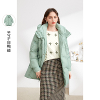 三彩2020冬季新款中长款宽松羽绒服白鸭绒保暖外套女