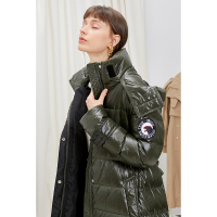 伊布都ibudu2020冬季新款连帽立领白鹅绒羽绒服中长款羽绒外套女