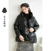 三彩2020冬季新款高领白鸭绒羽绒服酷酷的羽绒面包服女