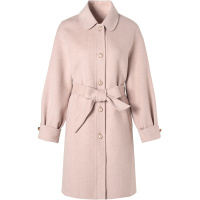 三彩冬季新款羊毛呢子大衣宽松羊剪绒中长双面呢外套女赫本风大码