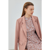 伊布都ibudu2021春季韩版新款假两件直筒设计感纯色小西装外套女