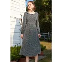 伊布都ibudu2021春季新款宽松款碎花裙田园风长款连衣裙女灯笼袖