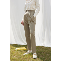 伊布都ibudu2021春季新款高腰直筒裤绿色款宽松休闲长裤女