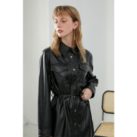 伊布都ibudu2021春季新款摩登气质pu外套腰带皮衣女纯色腰带时髦