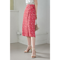 伊布都ibudu2021夏季新款一片式系带半身裙开叉中长款碎花裙女