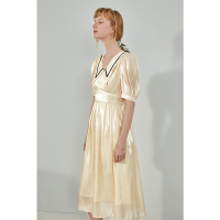 伊布都ibudu2021夏季新款气质法式连衣裙宫廷风泡泡袖中长款裙子