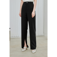 伊布都ibudu2021夏季新款气质开叉直筒裤阔腿高腰长裤休闲裤女