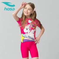 hosa浩沙儿童泳衣女童泳装中童连体平角游泳衣2020新款卡通拉链Y